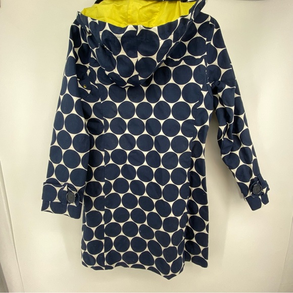 Boden Rainy Day Mac Sz 2 Navy White Yellow Polka Dot Jacket - Picture 3 of 12